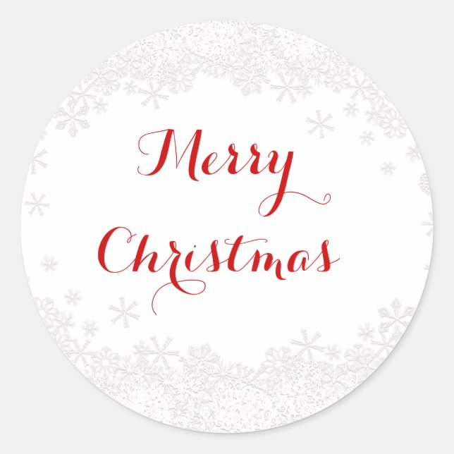 Snowflake Border Holiday Classic Round Sticker (Front)