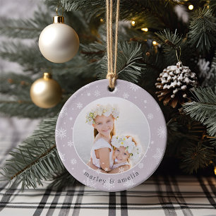 Snowflake Border Photo Ceramic Ornament
