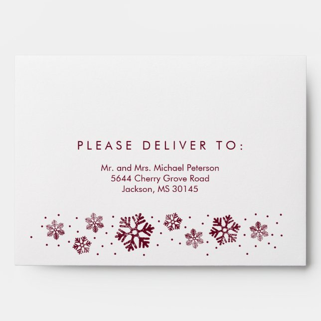Snowflake Border Preprinted Holiday Envelopes (Front)