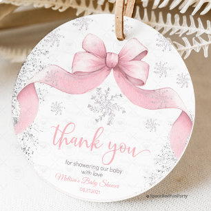 Snowflake Bow baby shower Favour Tags