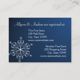 Snowflake Bridal Registry Card Dark Blue