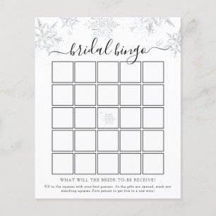 Snowflake Bridal Shower Bingo Game Card