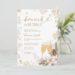Snowflake Brunch & Bubbly Champagne Bridal Shower  Invitation