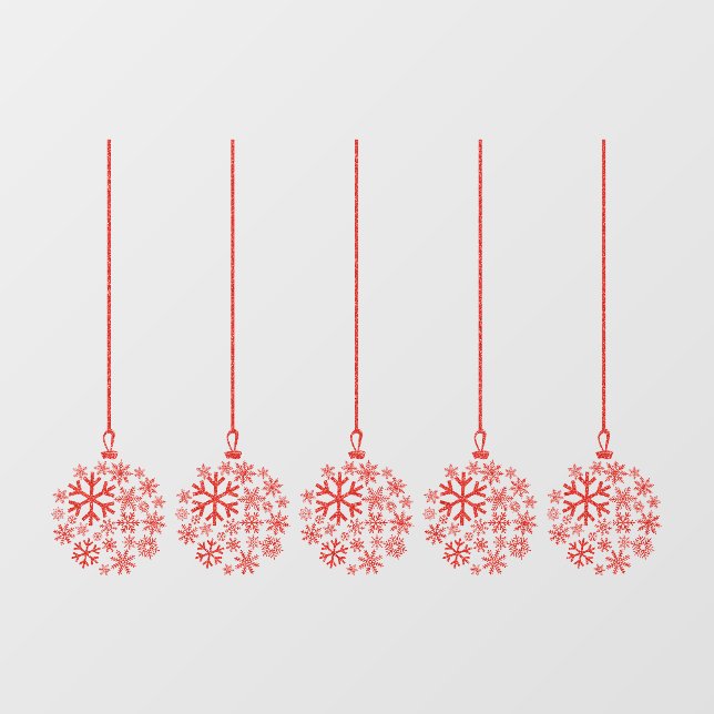 Snowflake bulbs red_ pack of five window cling (Sheet)