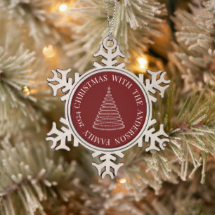 Snowflake burgundy Christmas tree ornament 