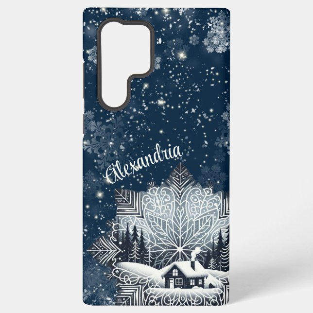 Snowflake Cabin Samsung Galaxy S22 Ultra Case (Back)