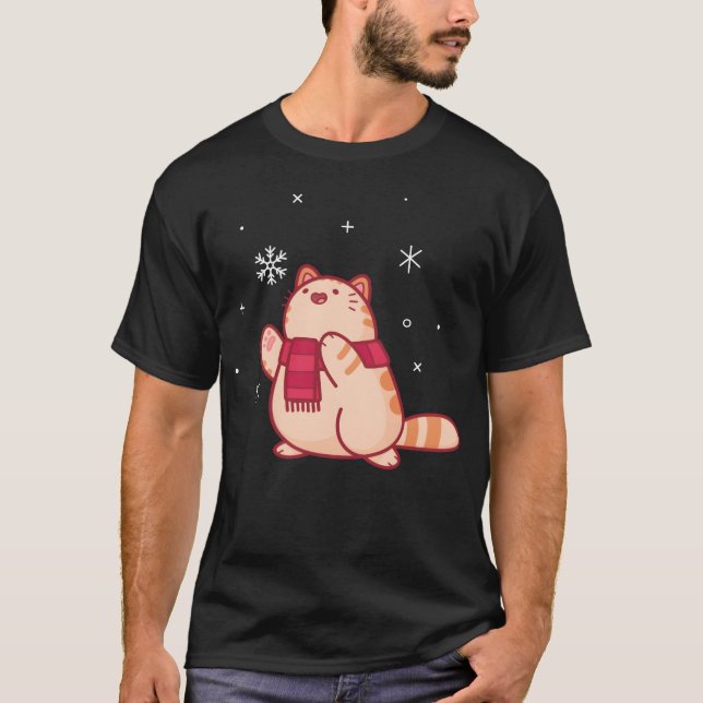 Snowflake Cat gift T-Shirt (Front)