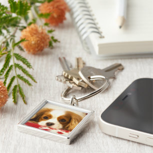 Snowflake Cavalier King Charles Spaniel Keychain