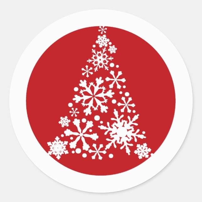 Snowflake Christimas Tree Classic Round Sticker (Front)