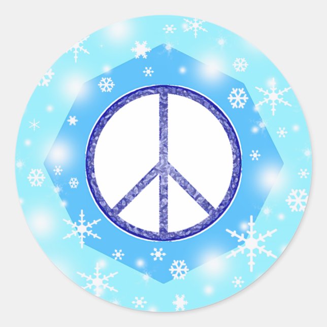 Snowflake Christmas Beautiful Cute Winter Peace Classic Round Sticker (Front)