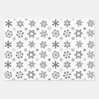 Snowflake Christmas [Black White Grey] Wrapping Pa Paper Sheet