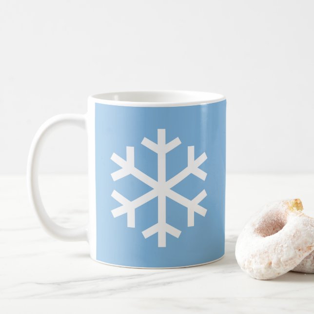 Snowflake Christmas Blue Coffee Mug (With Donut)