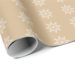 Snowflake Christmas Design Tan Xmas Holidays Wrapping Paper