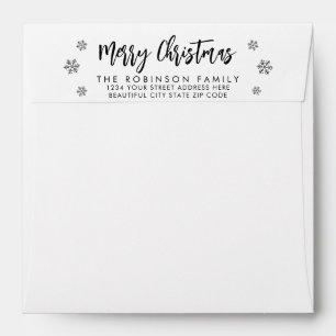 Snowflake Christmas Family Return Address Envelope