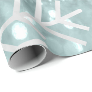 Snowflake Christmas Holiday Blue Teal Grey Glitter Wrapping Paper
