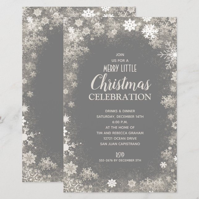 Snowflake Christmas Holiday Budget Invitations (Front/Back)