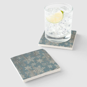 snowflake Christmas Holiday Rustic coaster