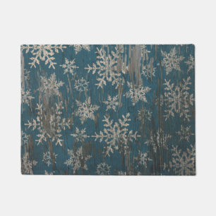 snowflake Christmas Holiday Rustic Door Mat