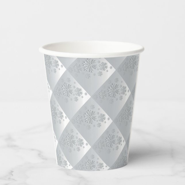  Snowflake Christmas in Grey and White*   Paper Cups (Front)
