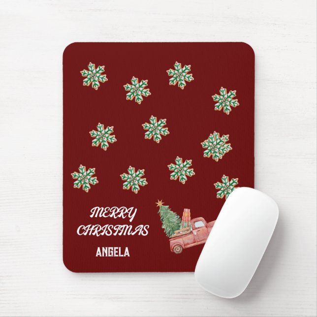 Snowflake Christmas Mouse Pad (With Mouse)
