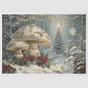 Snowflake Christmas Mushrooms Tissue Paper
