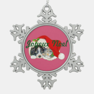 Snowflake Christmas Ornament Puppy and Kitten
