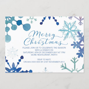 Snowflake Christmas Party Invitations
