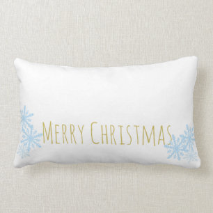 Snowflake Christmas Pillow in Blue and Gold
