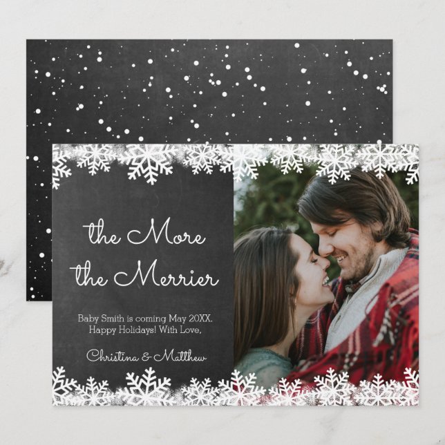 Snowflake Christmas Pregnancy Announcement Cards (Front/Back)