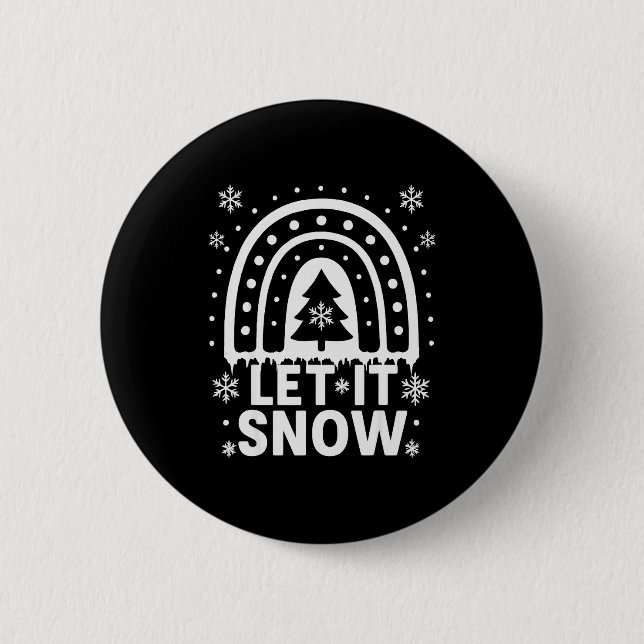 Snowflake Christmas Teacher Student Cute Rainbow L 2 Inch Round Button (Front)