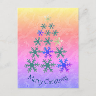Snowflake Christmas Tree Merry Christmas Holiday Postcard