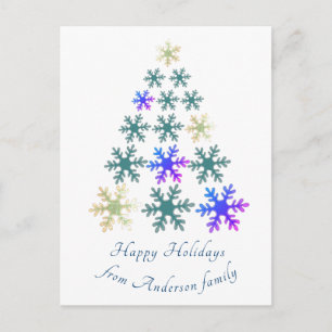 Snowflake Christmas Tree Personalized Holiday Postcard