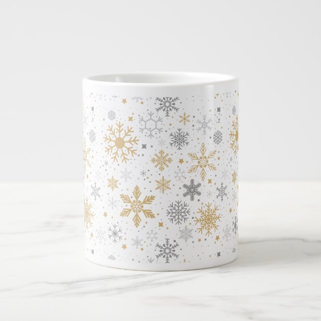 Snowflake Circle Winter Pattern Large Coffee Mug (Front)