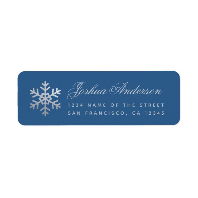 Snowflake Classic Blue Winter Holidays Faux Silver (Devant)
