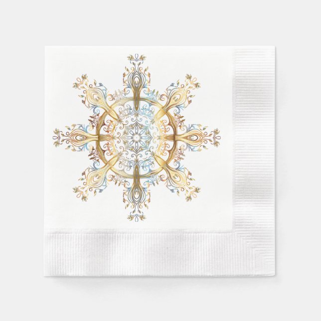 Snowflake Coined Cocktail Napkins (Front)