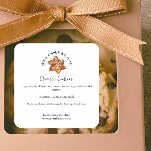 Snowflake Cookie Watercolor Bakery Ingredient Square Sticker