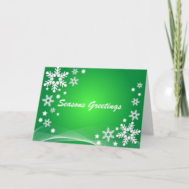 Snowflake creation green holiday card (Front)