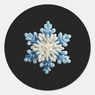 Snowflake Crochet Snow Merry Christmas Xmas Pajama Classic Round Sticker