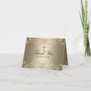 Snowflake & Cross Gold Baptism Carte de remercieme