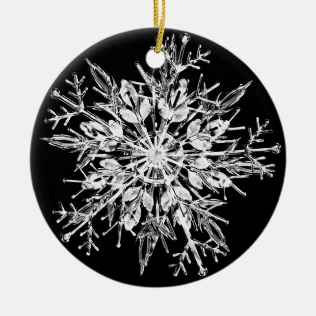 Snowflake Crystal   Ceramic Ornament (Front)