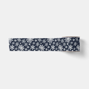 Snowflake Dark Winter Background Cozy Holiday Satin Ribbon