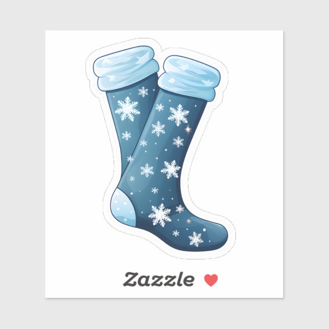 Snowflake-Decorated Blue Festive Socks (Sheet)