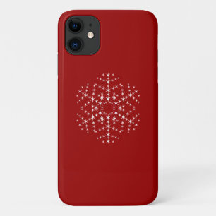 Snowflake Design in Dark Red and White. iPhone 11 Case