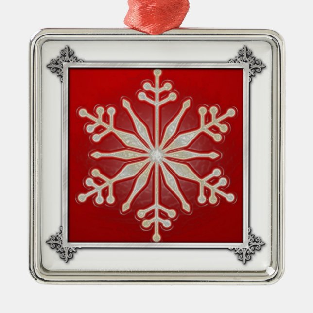 Snowflake Design Metal Ornament (Front)