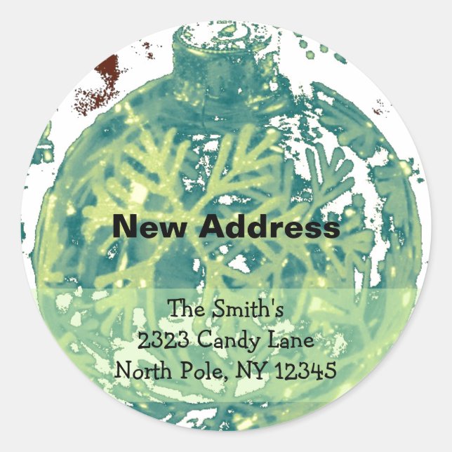 Snowflake Design New Address Classic Round Sticker (Front)
