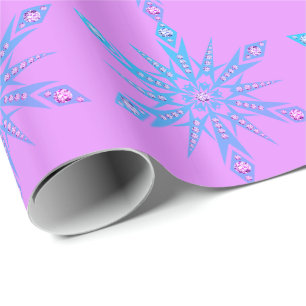 Snowflake Diamond retro purple blue mid century  Wrapping Paper