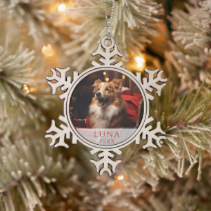 Snowflake Dog Lover Photo Ornament – Silver Metal