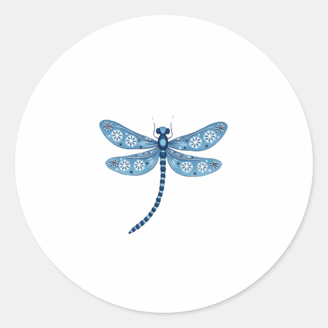 Snowflake Dragonfly Spirit Classic Round Sticker (Front)