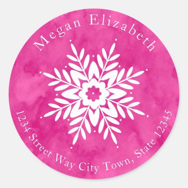 Snowflake Drawing 2 & Hot Pink Watercolor labels (Front)