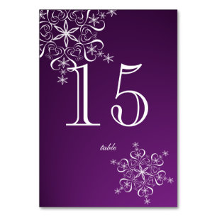 Snowflake Elegance Purple Table Number